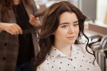 Close up of a lovely woman at hair salon