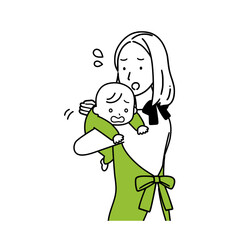 Illustration of a woman making a baby burp.