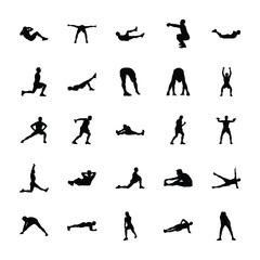 
Body Exercise Silhouettes Vectors Set
