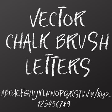 Handwritten vector chalked alphabet. Imitation texture of chalk. Modern hand drawn alphabet. Isolated letters.
