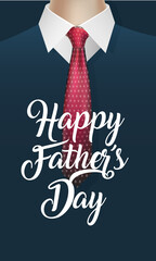 Pointed red necktie on suit of fathers day vector design
