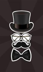 Hat glasses mustache and bowtie of fathers day vector design