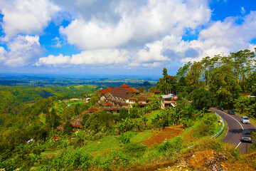 Fototapeta na wymiar Mountain view from road to Ulun Danu, Bali, Indonesia