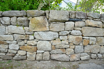 Wall of stones in the west of France. Loire Atlantique departement, april 2020