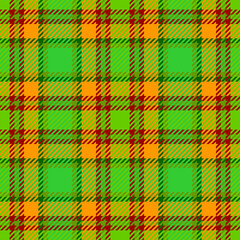 Green, red and orange tartan checkered plaid seamless pattern, for St. Patrick's Day