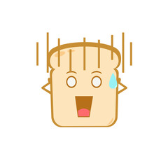 Funny cute bread character. Vector flat bread character feel surprised. isolated on white background. Bread character concept