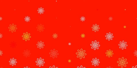 Light Orange vector doodle background with flowers.