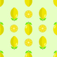 Seamless background of lemon fruit. Lemon flat style. Vector illustration. 