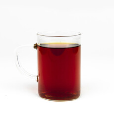 Glass cup of tea isolated on white background