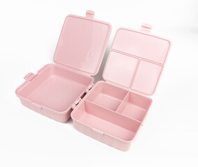 Empty plastic Tupperware container isolated on white background