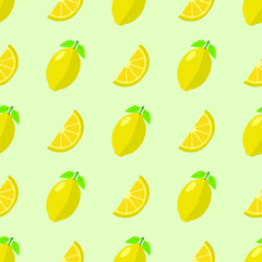 Seamless background of lemon fruit. Lemon flat style. Vector illustration.
