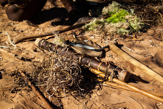 quiver and bow on the ground