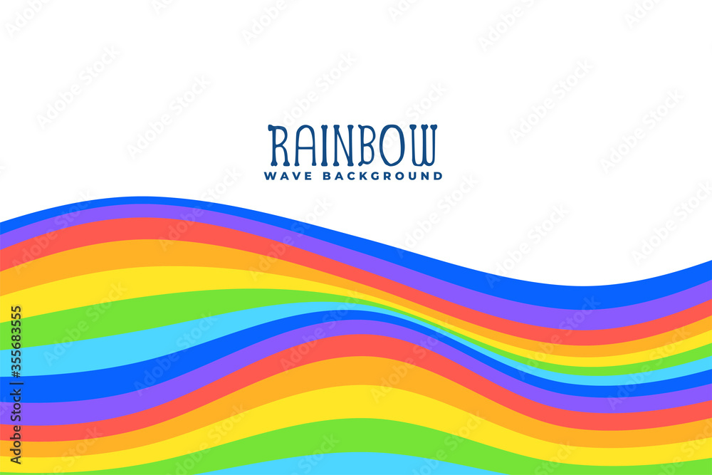 Wall mural wavy rainbow background with flowing lines design