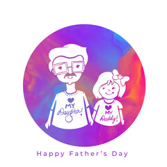 father and daughter on watercolor background design