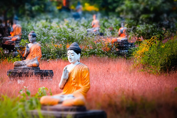 Lot Buddhas statues in Loumani Buddha Garden.  Hpa-An, Myanmar (Burma)