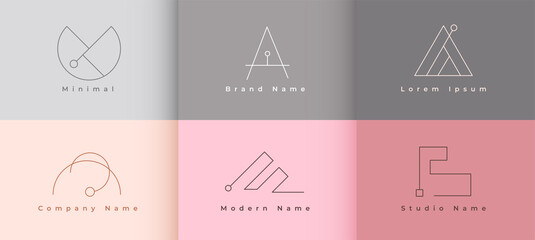 clean minimalist logo template set of six - obrazy, fototapety, plakaty