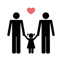 homosexual family with two dads and child pictogram vector illustration EPS10