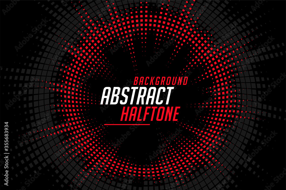 Wall mural abstract halftone circular lines red black pattern background