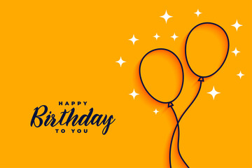 happy birthday flat style line balloons background