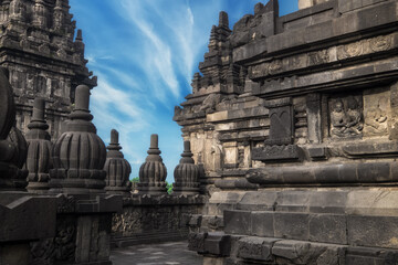 Naklejka premium Shrine of Prambanan Hindu temple. Java, Indonesia
