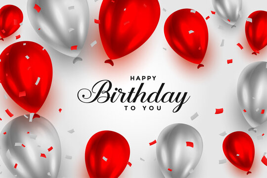 Happy birthday red background with realistic Vector Image