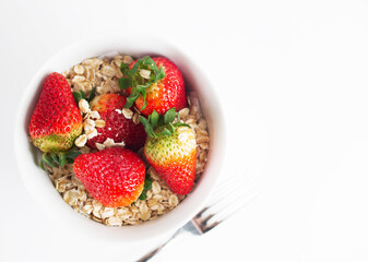 Rojas Fresas con avena, desayuno fit