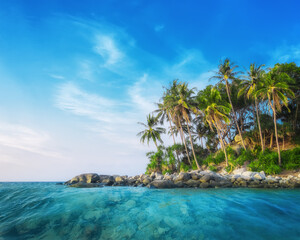 Ocean landscape with tropical island. Thailand