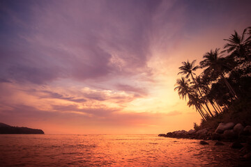 Amazing colors of tropical sunset. Thailand