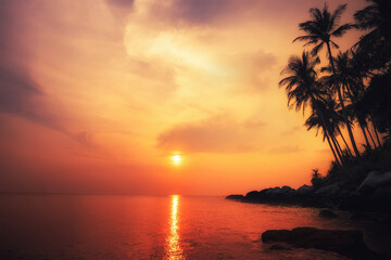 Fototapeta na wymiar Amazing colors of tropical sunset. Thailand