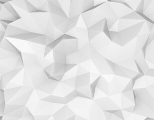 3d rendering abstract polygonal surface in white. Low poly background, smooth wavy motion animation. Minimal geometric design.