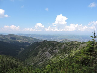 mountain landscape with blue sky and clouds