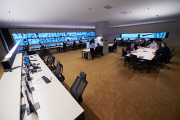 Group of Security data center operators at work