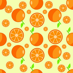 Seamless background of Orange fruit. Orange flat style. Vector illustration.