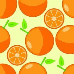 Seamless background of Orange fruit. Orange flat style. Vector illustration.