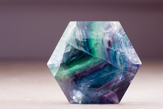 Polished Flourite Crystal In The Shape Of Hexagon
