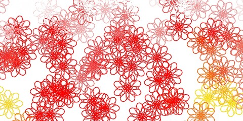 Light Orange vector doodle template with flowers.