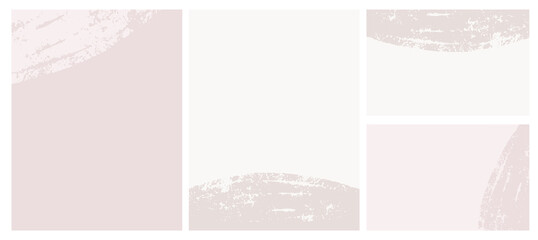 Abstract Grunge Geometric Vector Layouts. Irregular Rough Dabs on a Light Pale Pink and Dusty Pink Background. Simple Abstract Vector Prints Ideal for Layout, Cover, Card, Printing.