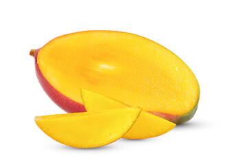half ripe mango on white background