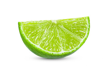 slice lime on white background