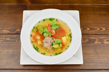 A plate of food on a table