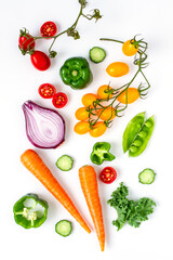 カラフルな新鮮野菜　白背景