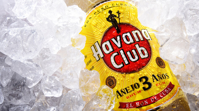 Bottle Of Havana Club White Rum In Crushed Ice