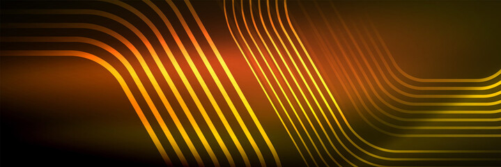 Shiny neon lines, stripes and waves, technology abstract background. Trendy abstract layout template for business or technology presentation, internet poster or web brochure cover, wallpaper