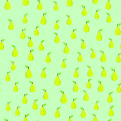 Seamless background of pear fruit. Pear flat style. Vector illustration.
