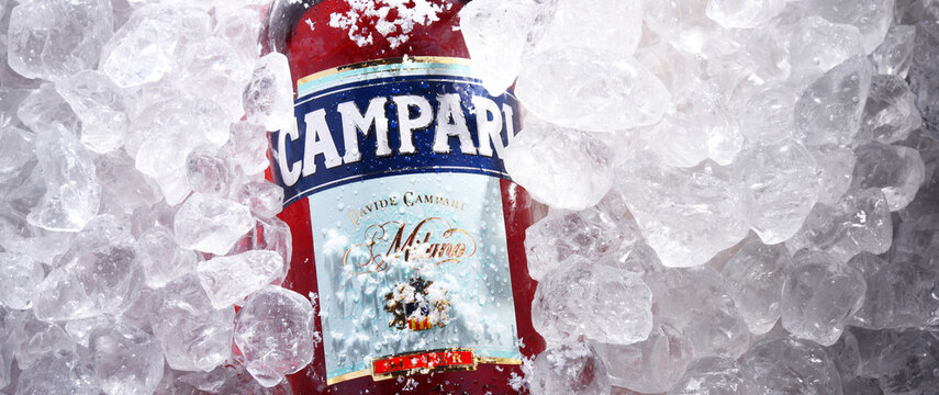 Bottle of Campari, an alcoholic liqueur from Italy