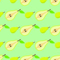 Seamless background of pear fruit. Pear flat style. Vector illustration.