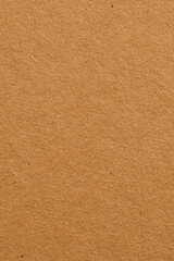 The surface of light brown cardboard. Rough paper texture with cellulose fibers. Discreet beige. Vertical background or wallpaper. Top view from above. Macro