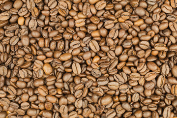 Coffee beans scattered around the table