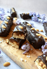 Vegan snickers bars with peanuts