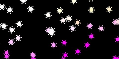 Fototapeta na wymiar Dark pink, yellow vector pattern with coronavirus elements.